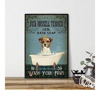 asbwuo Jack Russell Terrier & Co Bath Soap Wash Your Paws Poster No Frame Jack Russell Terrier Poster Vintage Poster Bathroom Wall Classroom Chart Metal Tin Sign School Metal Tin Signs 8x12 Inch