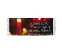 asbwuo Jesus Said, I Am The Light Of The World, John 8 12 Oversized Scarf Shawl Wrap (77x27 Inch) - Winter Lightweightffy Print & Solid Dual Design, All-Season Unisex Accessory