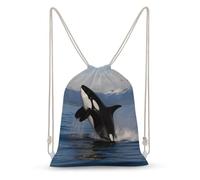 asbwuo Killer Whale Drawstring Backpack Sport Gym Bags Yoga Shopping Travel Casual Daypacks for Women Men