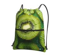 asbwuo kiwi fruit Printed drawstring sports backpack zippered drawstring backpack suitable for hiking and fitness
