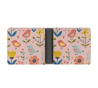asbwuo Leather Wallet Slim Durable Credit Card Holder Personalized Cartoon Birds and Bees Printing Wallet for Men & Women Perfect for Work Travel