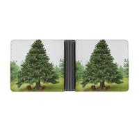 asbwuo Leather Wallet Slim Durable Credit Card Holder Personalized Garlad Pine Tree Printing Wallet for Men & Women Perfect for Work Travel