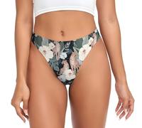 asbwuo Leopards and Tropical Flowers Print Seamless Women Underwear Thongs Sexy No Show Panties Breathable Bikini Undies
