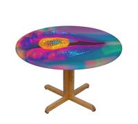 asbwuo Lips with A Tiny Round Tablecloth Fitted Table Cover Washable Tablecloths for Kitchen Dining Party 40-44 Inch