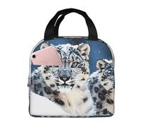 asbwuo Lunch Bag for Men Women Reusable Insulated Lunchbox Blue Eyed Snow Leopard Lunch Tote Bag for Work Picnic