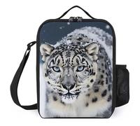 asbwuo Lunch Bag for Men Women Reusable Insulated Lunchbox Blue Eyed Snow Leopard Lunch Tote Bag for Work Picnic