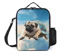 asbwuo Lunch Bag for Men Women Reusable Insulated Lunchbox Funny Turtle Pug Dog in The Sky Lunch Tote Bag for Work Picnic