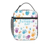 asbwuo Lunch Bag for Men Women Reusable Insulated Lunchbox Hand and Happy Fathers Day Lunch Tote Bag for Work Picnic