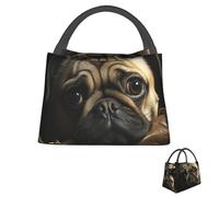 asbwuo Lunch Bag for Men Women Reusable Insulated Lunchbox Little Pug Lunch Tote Bag for Work Picnic