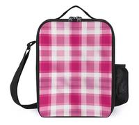 asbwuo Lunch Bag for Men Women Reusable Insulated Lunchbox Pink Plaid Lunch Tote Bag for Work Picnic
