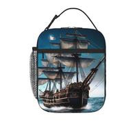 asbwuo Lunch Bag for Men Women Reusable Insulated Lunchbox Pirate Ship Lunch Tote Bag for Work Picnic