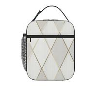 asbwuo Lunch Bag for Men Women Reusable Insulated Lunchbox Profile Geometric Ivory Gold Lunch Tote Bag for Work Picnic