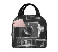 asbwuo Lunch Bag for Men Women Reusable Insulated Lunchbox Retro Cool Camera Collection Lunch Tote Bag for Work Picnic
