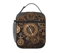 asbwuo Lunch Bag for Men Women Reusable Insulated Lunchbox Steampunk Gears Clock Lunch Tote Bag for Work Picnic