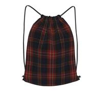 asbwuo Macdonald Tartan Plaid Black Red Outdoor Leisure Drawstring Backpack, Lightweight Waterproof Sports Bag For Men & Women - Gym, Yoga, Travel