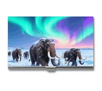 asbwuo Mammoth Migration Business Card Holder Slim Metal Credit Card Case with Buckle Closure ID Cards Organizer for Men and Women Portable Business Cards Wallet for Pocket & Briefcase