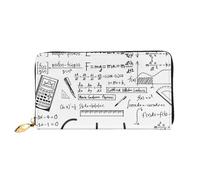 asbwuo Math Geometry Geek Calculus Print Leather Wallet for Men, Slim Bifold with Full-Print Design, Secure Zipper Closure, RFID Blocking