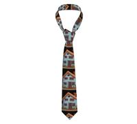 asbwuo Men's Necktie Cozy little house Picture for Business, Daily Life, Work, Birthday, Wedding, Party, Banquet - Soft, Comfortable, Durable, Easy Care (57X3.1 inch)