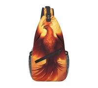 asbwuo Men's single shoulder crossbody bag beautiful phoenix printed crossbody bag thickened shoulder strap suitable for daily outings