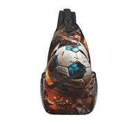 asbwuo Men's single shoulder crossbody bag Firecracker Soccer printed crossbody bag thickened shoulder strap suitable for daily outings