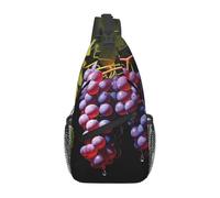 asbwuo Men's single shoulder crossbody bag Fresh Grapes printed crossbody bag thickened shoulder strap suitable for daily outings