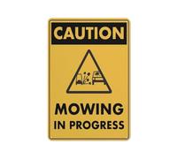 asbwuo Metal Sign Caution Mowing In Progress, Rustic Tin, 12 X 8 Inches, Perfect for Outdoor Spaces, Cafe, Bar, Kitchen, Easy to Mount