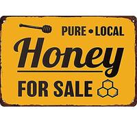 asbwuo Metal Tin Sign Pure Local Honey For Sale Retro Metal Signs,for Garage Home Bar Cafe Room Bathroom Art Wall Decor iron Poster 8x12 Inch