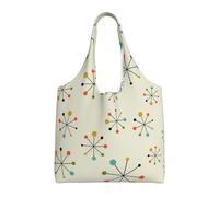 asbwuo Mid Century Fifties Modern Atomic Retro Canvas Tote Bag - Lightweight & Durable Commuter Shoulder Bag, Reusable Grocery Shopping Bag