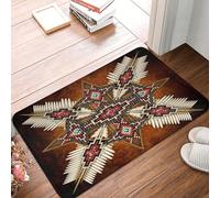 asbwuo Native American Cross Pattern Door Mat -Dirt Trapping Outdoor Welcome Mats Non-Slip Outdoor Indoor Entrance Low Profile Front Doormat (24x16in)