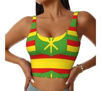 asbwuo Native Hawaiian Flag Sports Bra for Women, Full Coverage Pullover Bra, Printed Yoga Bra with Removable Cups