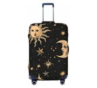 asbwuo Night Moon Sun Suitcase Cover, Protector for Travel Double-Sided Graphic Print Elastic Luggage Cover (for 22-24 Inch Luggage)
