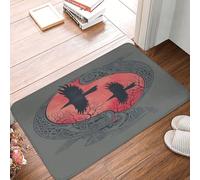 asbwuo Odin Viking Norse Mythology Black Raven Crow Door Mat -Dirt Trapping Outdoor Welcome Mats Non-Slip Outdoor Indoor Entrance Low Profile Front Doormat (24x16in)