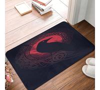 asbwuo Odin Viking Norse Mythology Black Raven Crow Door Mat -Dirt Trapping Outdoor Welcome Mats Non-Slip Outdoor Indoor Entrance Low Profile Front Doormat (24x16in)