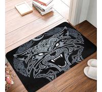 asbwuo Odin Viking Norse Mythology Wolf Door Mat -Dirt Trapping Outdoor Welcome Mats Non-Slip Outdoor Indoor Entrance Low Profile Front Doormat (24x16in)