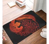 asbwuo Odin Viking Norse Mythology Wolf Door Mat -Dirt Trapping Outdoor Welcome Mats Non-Slip Outdoor Indoor Entrance Low Profile Front Doormat (24x16in)