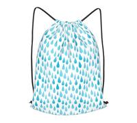 asbwuo Ombre Blue Falling Raindrops Outdoor Leisure Drawstring Backpack, Lightweight Waterproof Sports Bag For Men & Women - Gym, Yoga, Travel