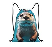 asbwuo Otter Animal Drawstring Backpack, Lightweight And Suitable For Fitness, Sports,With Shoulder Straps