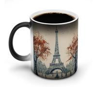 asbwuo Paris City Tree Eiffel Tower Art Mug Heat Sensitive Color Changing Cup Large Ceramic Coffee Mug Personalized Mugs Funny Tea Cup Novelty Magic Mugs Luxurious Cups Cute for Gift 12OZ