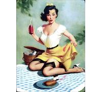 asbwuo Pin Up Girl Retro Vintage Style Metal Sign Plaque Man Cave Tin Metal Sign Pin up Girl Cafe Art Decor Bar Pub Nice Sign 6X8 inch