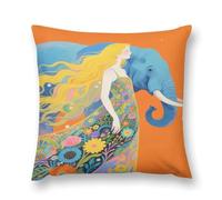 asbwuo Plush Pillow Case Blonde Beauty and Elephant Decorative Throw Pillowcase Soft Cozy Cushion Pillow Cover for Bed Couch Sofa