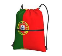 asbwuo Portuguese flag Printed floral pocket gym bag zippered drawstring backpack suitable for travel