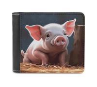 asbwuo Pu Wallet for Men Personalized Card Holder Wallet Funny Foolish Cute Pig Print Mens Wallets for Work Travel and Daily Use