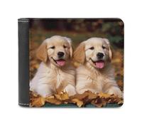 asbwuo Pu Wallet for Men Personalized Card Holder Wallet Funny Golden Retriever Dogs Puppies Pets Print Mens Wallets for Work Travel and Daily Use