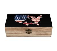 asbwuo Quad U.S.A Flag Map Wooden Decorative Boxes with Hinged Lid Keepsake Treasure Chest Box Jewelry Craft Organizer