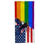 asbwuo Rainbow Flag and America Dominican Republic Bald Eagle Flag Absorbent Cotton Back, Soft Bath Towel 31.5"x63" Wraps Your Body