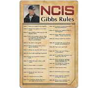 asbwuo Retro Poster Tin Sign, NCIS-Gibbs-Rule Printed Canvas Decoration! Funny Family Cafe Kitchen Bathroom Man Cave Wall Decoration 8x12 Inch