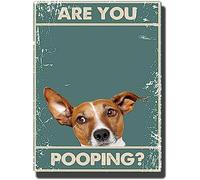 asbwuo Retro Tin Sign Funny Dog Are You Pooping Signs, Funny Tin Signs Bathroom Restroom Wall Toilet Decor 12X8 inch