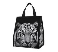 asbwuo Reusable Insulated Lunch Bag Box 9L Leakproof Black and White Tiger Cooler Bag with Interior Pockets for Women Men Portable Snack Bags Insulated Lunch Tote Bags for Work Picnic Camping