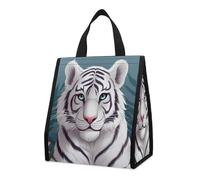 asbwuo Reusable Insulated Lunch Bag Box 9L Leakproof Cute White Tiger Cooler Bag with Interior Pockets for Women Men Portable Snack Bags Insulated Lunch Tote Bags for Work Picnic Camping