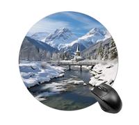 asbwuo Round Mouse Pad, Non-Slip Rubber Base Mouse Mat 7.8 Inch Winter Landscape in The Bavarian Alps Print Mouse Pad Mousepad for Anyone Who Needs Perfect Mouse Control
